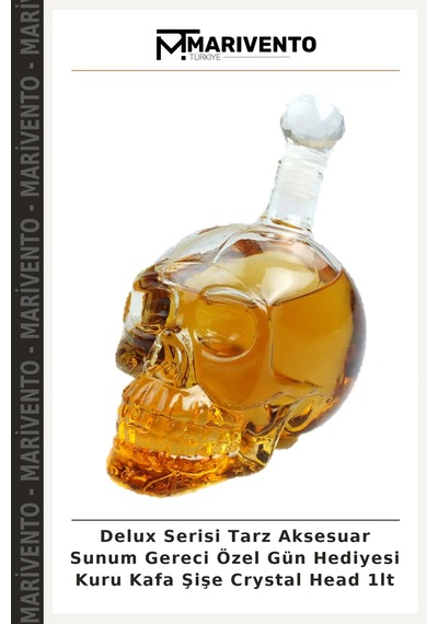Delux Serisi Tarz Aksesuar Sunum Gereci Özel Gün Hediyesi Kuru Kafa Şişe Crystal Head 1lt