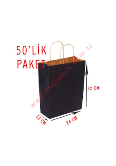 50 Adet 24X32 Cmlik Saplı Renkli Kraft Kağıt Poşet Çanta