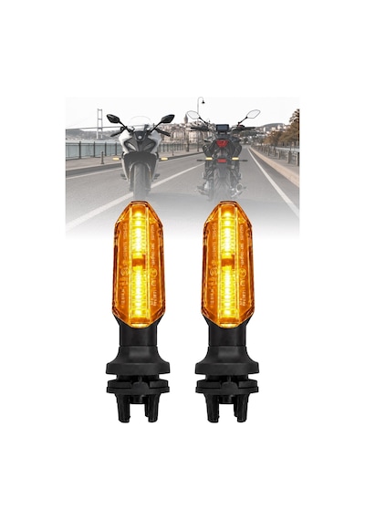 Motosiklet Led Sinyal Ön Lambası Universal Kısa Gövde Gündüz Led Ve Kayan Sinyal