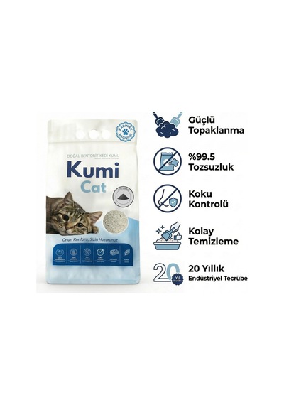 Kumi Cat Eko-premium Aktif Karbonlu Kedi Kumu Tozsuz Güçlü Topaklanan Bentonit 10 L