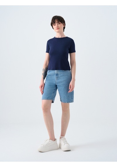 Fitted Kadın Tshirt K.kol Lacivert