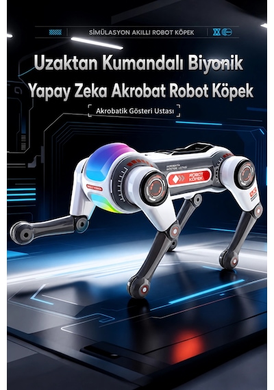 Blic Brb1 Akıllı Robot Köpek 2.4ghz Uzaktan Kumandalı Sesli Komutlu Rgb Işıklı Ve Akrobatik Eğitici Beyaz