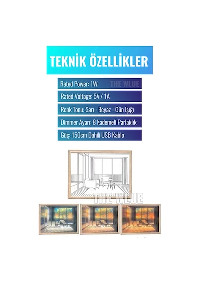Çerçeveli Led Painting Masa Ve Gece Lambası Sonbahar Ambianslı Ka Diğer