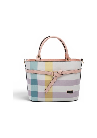 Silver & Polo Silver Polo Lila - Pembe Ekose Kadın El Çantası Sp1283