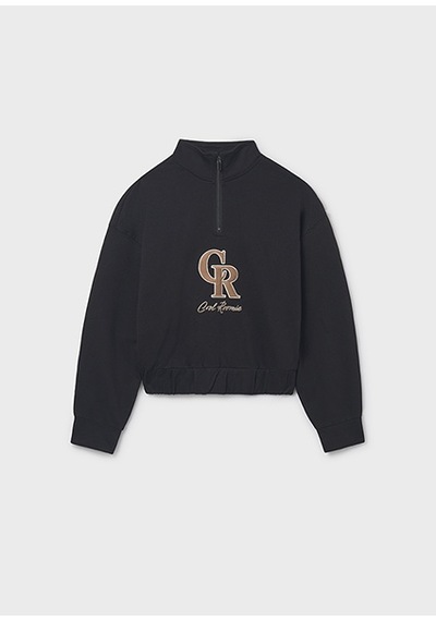 Mayoral Siyah Kız Çocuk Kabartmalı Sweatshirt 7424 Siyah