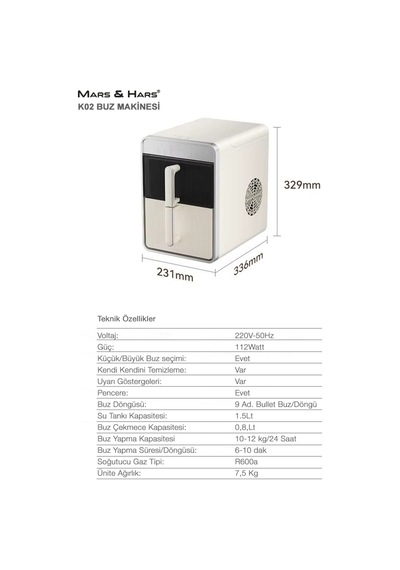 Uv-c Teknoloji-kendi Kendini Temizleyen Çekmece Tipi Set Üstü Buz Makinesi 12kg/24saat Kapasite