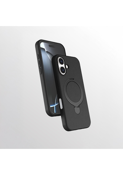 Apple Uyumlu iPhone 17 Kılıf M-safe Şarj Özellikli Standlı Zore Samara Kapak Siyah