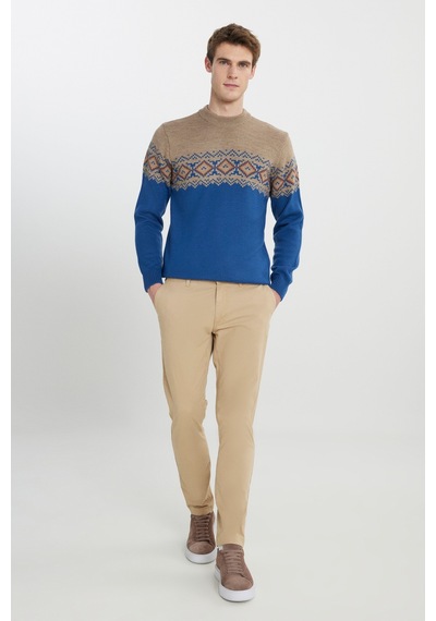 AC&Co / Altınyıldız Classics Erkek Bej Comfort Fit Rahat Kesim Pamuklu Esnek Armürlü Yan Cep Pantolon Bej