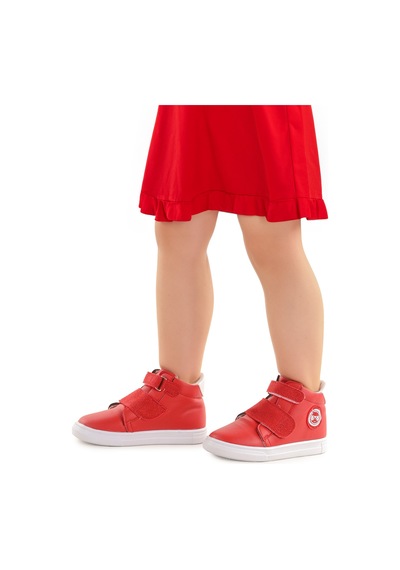 Kiko Kids Coyote Cırtlı Kız Bebek Günlük Bot Ayakkabı Kırmızı