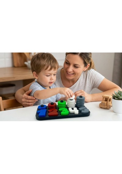 Montessori Eğitici Renkli Rakamlar Ve Halkalar Matematik Öğretici Seti 21 Parça