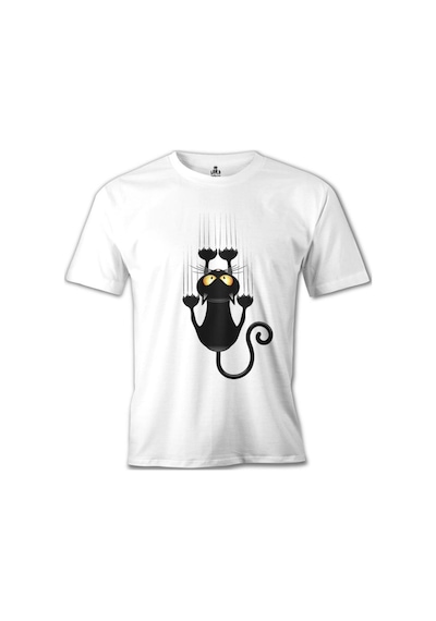 Kedi - Scratch Beyaz Erkek Tshirt