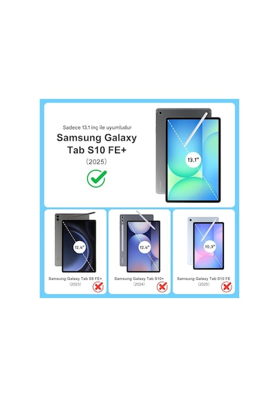 Samsung Uyumlu Galaxy S10 Fe+ Plus 13.1inç Kılıf Flip Cover Kalem Bölmeli Pc Case Kapaklı