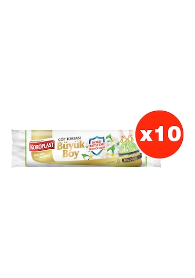 Koroplast Yasemin Büzgülü Büyük Boy 10Lu Çöp Torbası X 10 Paket
