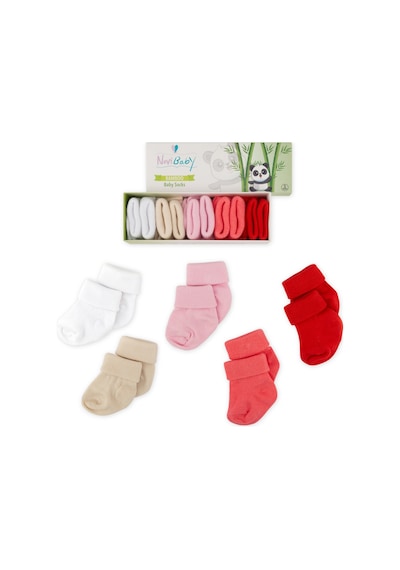 Novibaby 5'li Bambu Yenidoğan Bebek Çorap I Love I 0-6 ay "Karışık Renkli"