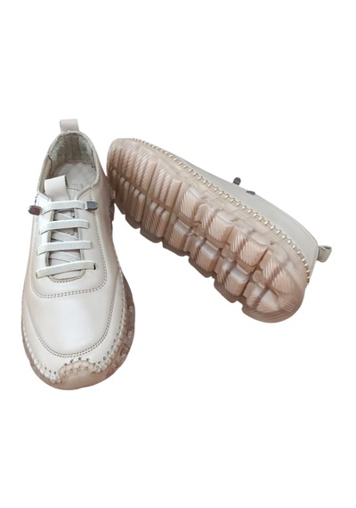 Palovit 2007 Kadın Hakiki Deri Silikon Taban Günlük Comfort Ayakkabı Bej