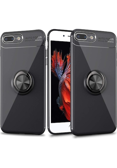Apple Uyumlu iPhone 8 Plus Kilif Yüzüklü Tam Korumali Silikon Kapak 412599868