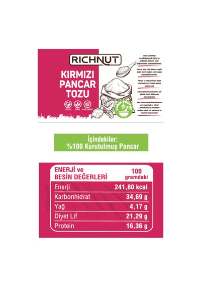 Kırmızı Pancar Tozu - Katkısız Doğal Diğer
