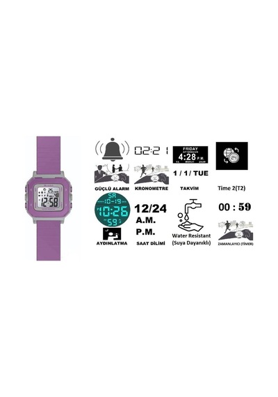 Jaga Jl M1256-ojcj 640041 Kronometreli Alarmlı Işıklı Çocuk/genç Kol Saati Çok Renkli