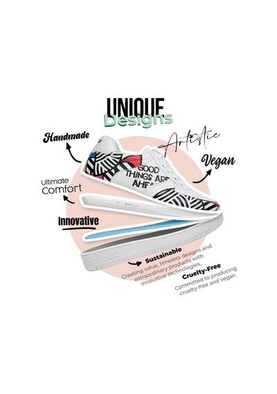 Kadın Vegan Deri Beyaz Sneakers - Painting İn Harmony Tasarım Çok Renkli