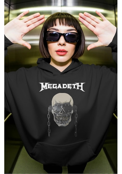 Sevbano Megadeth Rock Metal Müzik Grubu Sırt Baskılı Unisex Oversize Prem Siyah