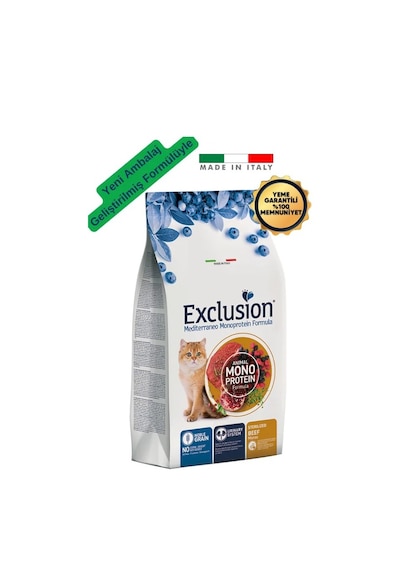 Exclusion Düşük Tahıllı Monoprotein Sığır Etli Narlı Kısırlaştırılmış Kedi Maması 12 KG