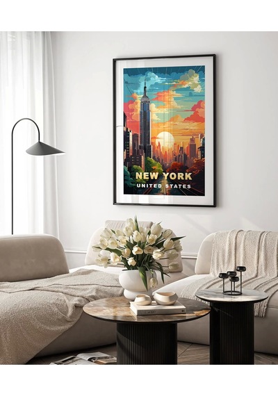 Çerçevesiz Poster Gün Batımında New York