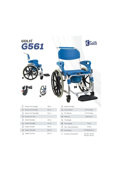 Golfi G561 Alüminyum Klozetli Banyo Sandalyesi Yaşlı Klozeti