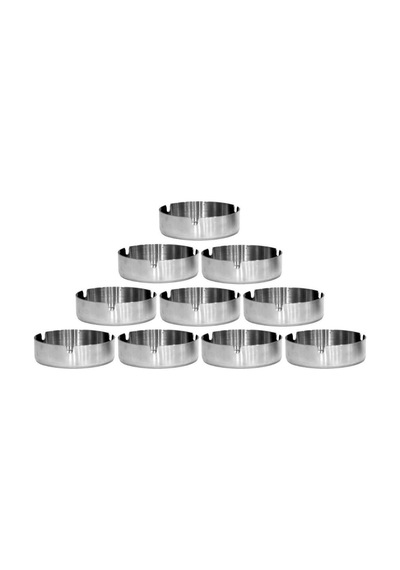 Omnisoft Büyük Boy 3x10 Cm Yuvarlak Küllük Paslanmaz Çelik Küllük 10 Adet