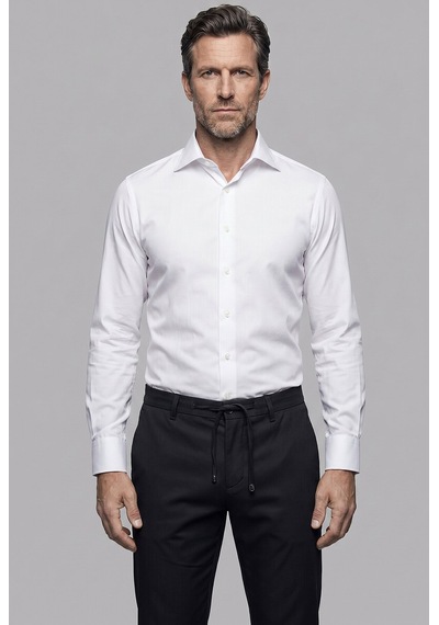 Bisse Beyaz Regular Fit Cepsiz Klasik Uzun Yaka Saten Gömlek Gmkls252185 D01
