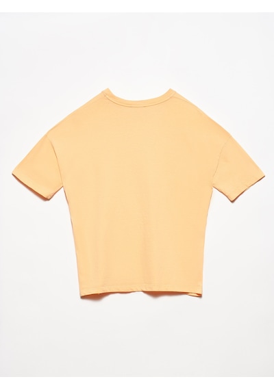 Dilvin Yaka Basic T-shirt Şeftali