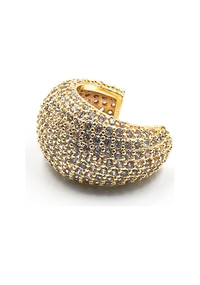 Zirkon Taşlı Kalın Halka Earcuff Gold, Sıkıştırmalı, Anti Alerjik Kıkırdak Küpe çok renkli