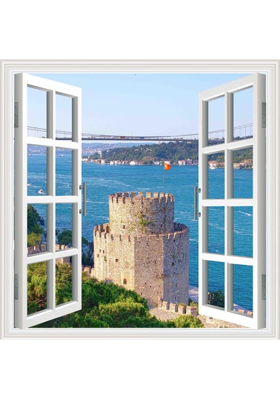 Pencere Poster Duvar Kağıdı Rumeli Hisarı Yapışkanlı Sticker