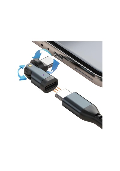 Alfais 0960 Usb Type-c Otg Çevirici Adaptör 540 Döner Pd240w 5a Şarj Veri Dönüştürücü 360 Derece Dönebilen Gövde Ve 180 Derece Bükülebilen Başlık İle Kablo Kırılmalarına Son