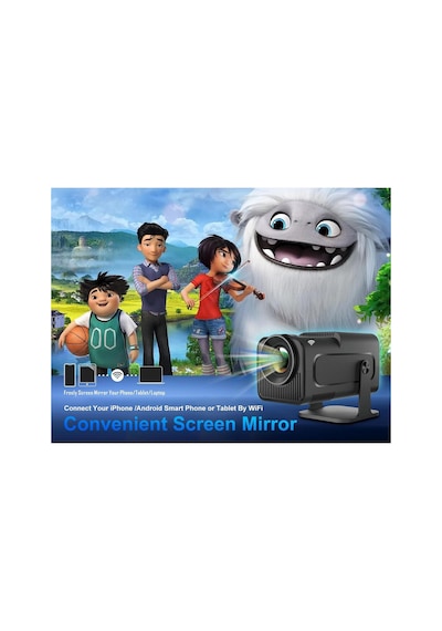 Hy320 Mini Led Projektör 1080p Full Hd & 4k Destek, Wi-fi 6, Bluetooth, Android Smart Siyah