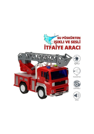 Işıklı, Seslı Ve Su Atıcılı Oyuncak Itfaiye Aracı 1:16 Kırmızı