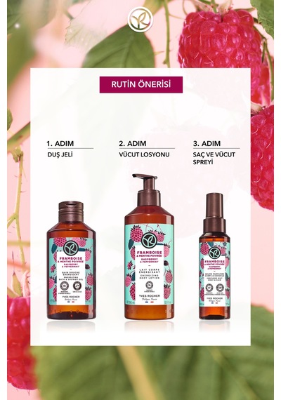 Yves Rocher Duş Jeli - Nemlendirici Enerjik Frambuaz Nane -sls,sles İçermez,vegan-200ml Diğer