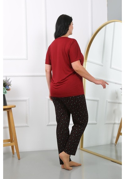 Akbeniz Kadın Büyük Beden Kısa Kol Penye Pijama Takımı Bordo 202406-bordo Bordo Akbeniz Kadın Büyük Beden Kısa Kol Penye Pijama Takımı Bordo 202406-bordo Bordo