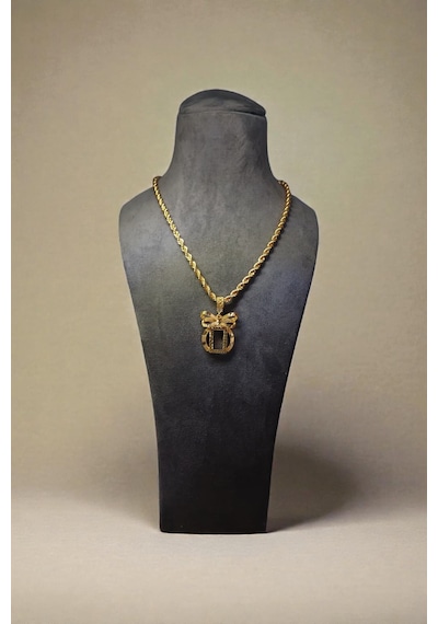 Altın Kaplama Fiyonklu Gram Kasa Kolye 60 Cm Halat Zincirli Gold
