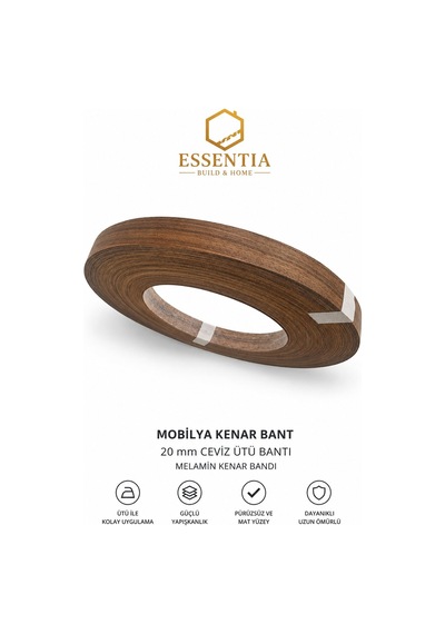 Mobilya Kenar Bant 20 Mm X 5 Metre Ceviz Ütü Bantı Melamin Kenar Bandı