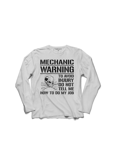 Mechanıc Warnıng Avoıd Dikkat Yaklaşma Kavga Uzun Kollu Tişört (518424961)