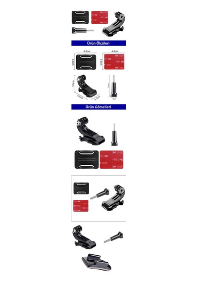 Gplus Bs04kvj 4 Parça Oval Zemin Eğimli Yüzey Vidalı J-hook Hızlı Tak 3m Yapışkan Motor Kask Bağlantı Seti Siyah