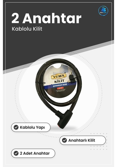 Motosiklet Kilidi Kablolu Anahtarlı Siyah Hırsızlık Önleyici Kili