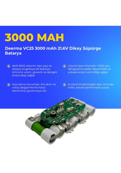 Deerma Vc25 3000 Mah 21.6v Dikey Süpürge Batarya