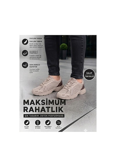 Fıero Mıen Unisex Kadın Erkek Çocuk Garson Boy Rahat Günlük Sneaker Spor Yürüyüş Ayakkabı Bej Bej