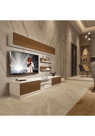 Decoraktiv Eko 5b Mdf Dvd Tv Ünitesi Tv Sehpası - Beyaz Ceviz Beyaz - Ceviz