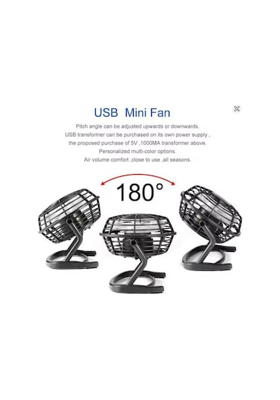 Masaüstü Usb Mini Fan - Taşınabilir Usb Vantilatör - Plastik - Siyah