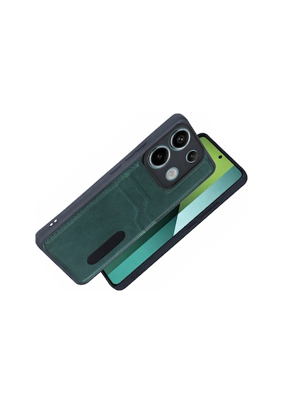 Muratech Newface Xiaomi Redmi 15c 4g Sara Kartvizitli Deri Kılıf - Yeşil