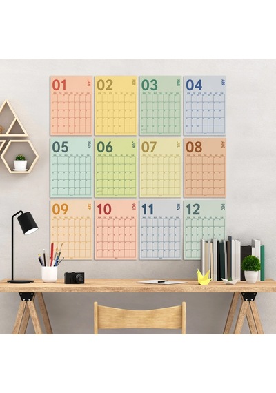 2027 Duvar Takvimi, A4, 33x48 Cm, Poster Takvim, Aylık Planlayıcı Takvim, Boho Renkler