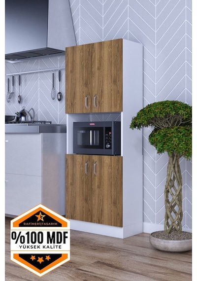 Rafineri Roma Çok Amaçlı Dolap Kapaklı Bölmeli Mikrodalga Fırın Mutfak Balkon Banyo Mdf Ceviz - Beyaz Rafineri Roma Çok Amaçlı Dolap Kapaklı Bölmeli Mikrodalga Fırın Mutfak Balkon Banyo Mdf Ceviz - Beyaz