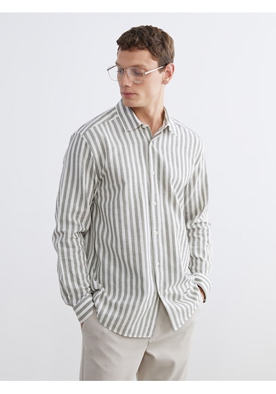 Lcw Vision Yeşil Regular Fit Çizgili Erkek Gömlek
